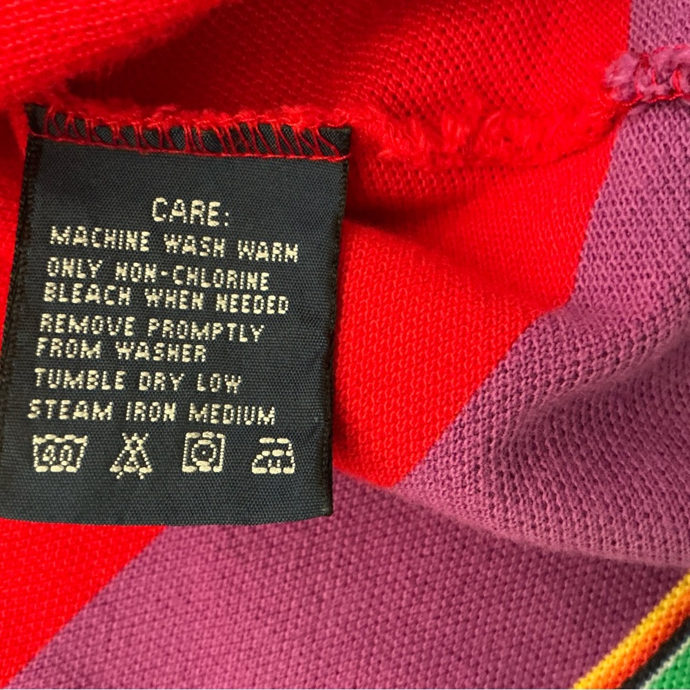 Y2K Ralph Lauren polo shirt women’s M red,green,purple,red striped golf shirt - Picture 5 of 8